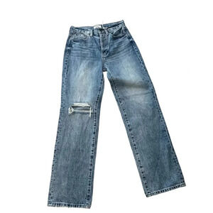 Pistola Cassie High Rise Distress Straight Leg Medium Wash Denim Jeans Sz 26 NWT